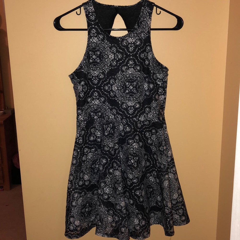 Navy and White Patterned Dress